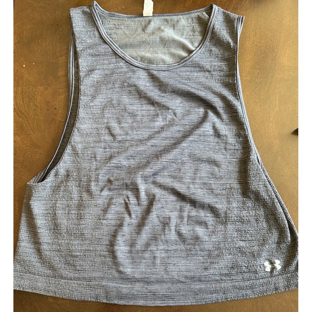 Under Armour Women's Gray Sz Small Loose Fit Cropped Athletic Workout Tank Top‎